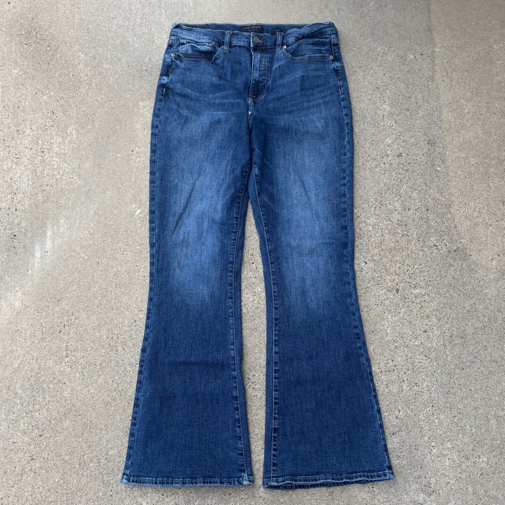 Lucky Brand Medium Wash Bootcut Flared Whiskered Faded Jeans Women's Size 14